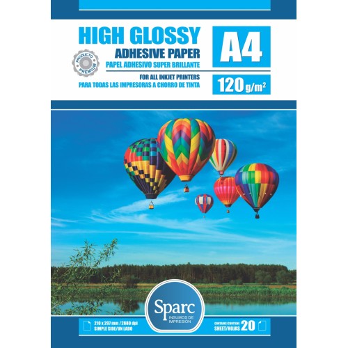 Papel FOTO adhesivo A4 120g glossy 20h